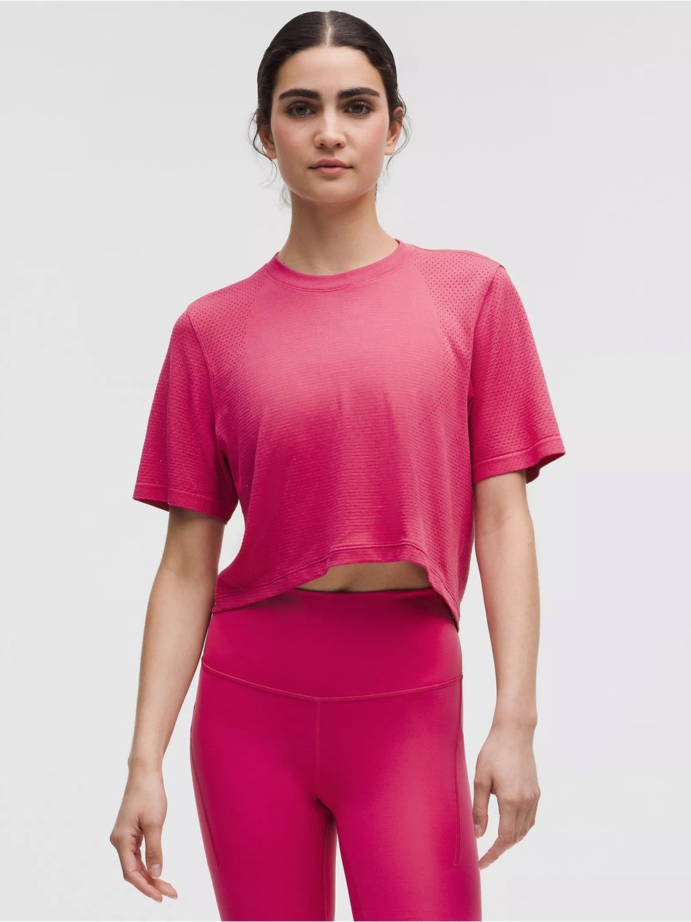 Lululemon Pink Crop Active Tee - Women's Performance Top